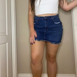 Dark wash denim skirt
